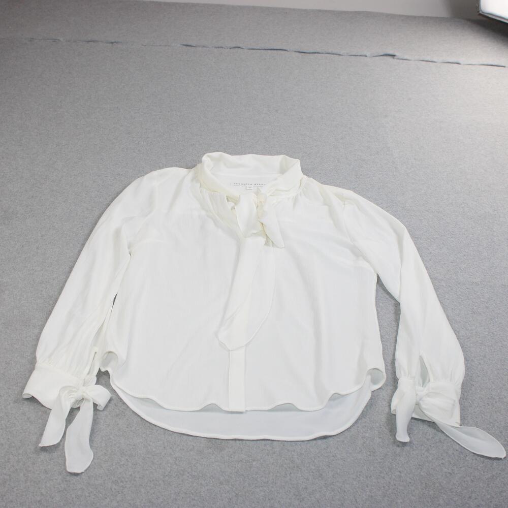 Veronica Beard Shirt Women 8 White Tie Neck Long Sleeve Chiffon Blouse Office